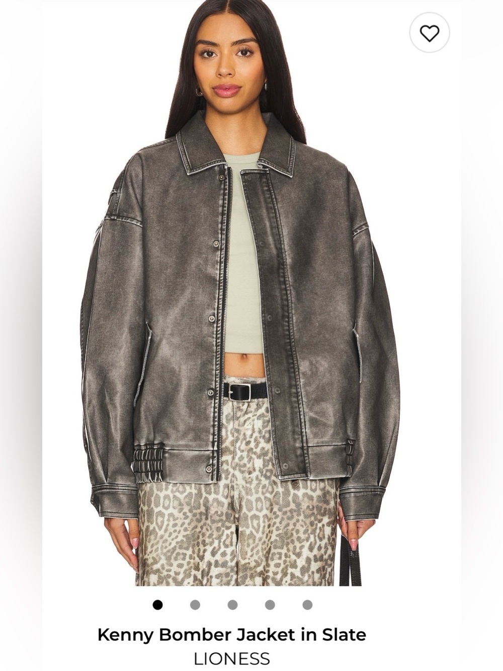 Lioness Kenny Oversized Bomber Jacket in Slate Gray